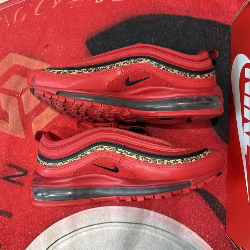 Nike Air Max 97 Red Black and Leopard Accents